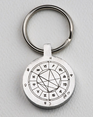 StarCharm personalized key fob engraved with an astrological natal chart